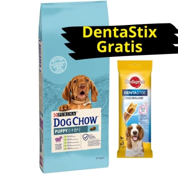 Purina Dog Chow Cachorro con Cordero 14kg + DentaStix ¡GRATIS!