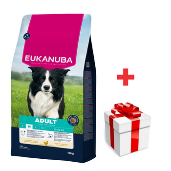 EUKANUBA Active Adult - Pollo de raza mediana (15 kg) + sorpresa para el perro