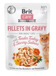 Brit Care Cat Pouches Filetes En Salsa Con Pavo Tierno Y Salmón Sabroso 85g