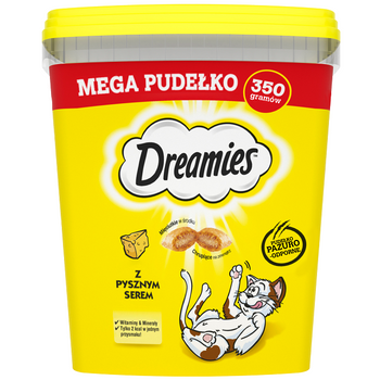 DREAMIES Mega Box 350 g – alimento complementario para gatos adultos, con delicioso queso