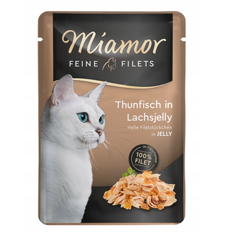 Miamor Feine Filets - comida húmeda para gatos atún con salmón en gelatina 100g
