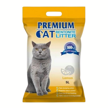 Arena aglomerante de bentonita para gatos Premium - Limón para gatos 5L