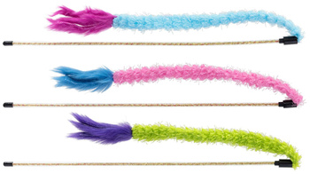 Kerbl - Juguete para gatos con forma de caña de pescar, colores surtidos, verde/azul/rosa, 48 cm
