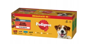 Pedigree Comida húmeda en gelatina para perros adultos Mezcla de sabores (ternera, pollo, cordero, ave) 40x100g