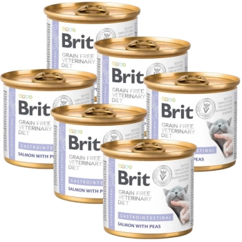 Brit Grain Free Veterinary Diet Gato Gastrointestinal Salmón y Guisantes 6x200g