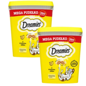 DREAMIES Mega Box 2x350 g – alimento complementario para gatos adultos, con delicioso queso