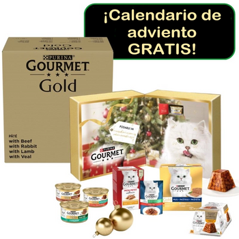 Purina Gourmet Gold Mousse mix 96x85g (buey, conejo, cordero, ternera) + Purina® Gourmet™ Calendario de Adviento