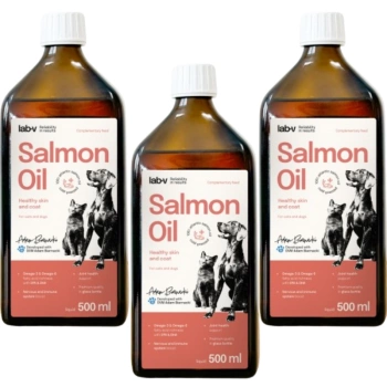 Lab-V 100% Aceite de Salmón para Perros y Gatos de Todas las Edades 3x500ml Cold Pressed