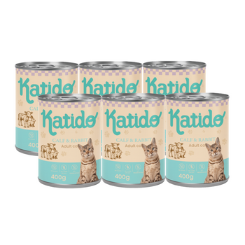 Katido Comida Húmeda para Gatos Ternera con Conejo 6x400g