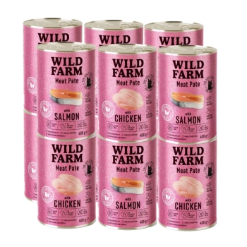 WILD FARM Paté de Pollo/Salmón 12x400g - alimento sin gluten para gatos