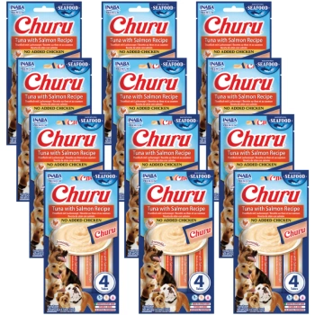 INABA Dog Churu (a base de pescado) Atún Salmón 12x(4x14g)