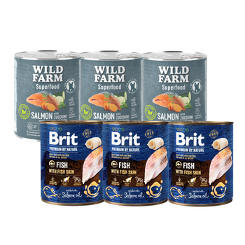 Brit Premium by Nature Beef with Tripe 3x800g + WILD FARM Superfood Beef 3x800g