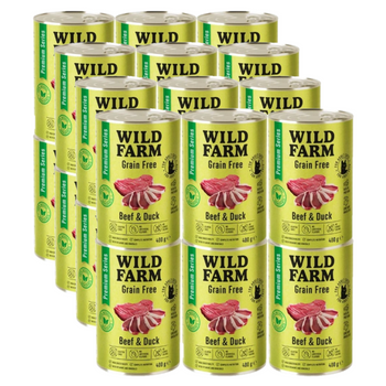 WILD FARM Premium Grain Free Beef and Duck 24x400g - comida para gatos sin cereales