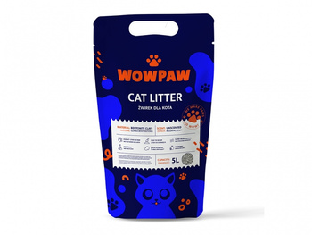 WOW PAW Lecho sanitario de bentonita - Sin perfume para gatos 5L