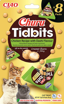 INABA Cat Churu Tidbits - Pollo con Caldo Dashi 8x12g