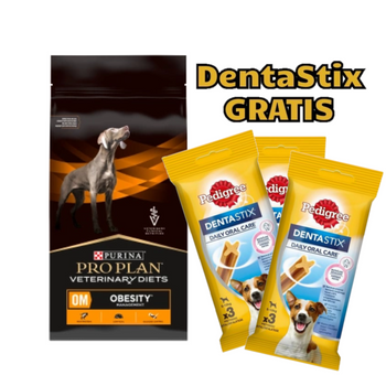 PURINA Pro Plan Veterinary Diets OM Obesity Management 12kg + 3x DentaStix GRATIS!