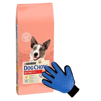 Purina Dog Chow Active Adulto con Pollo 14kg + ¡Guante de peinado gratis!