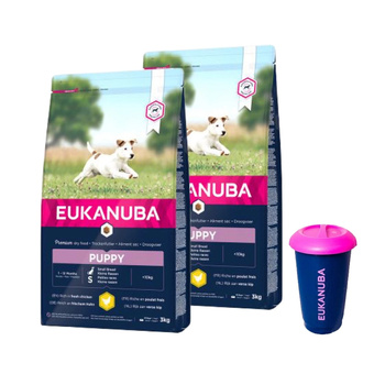 Eukanuba Growing Puppy Small Breed Pollo 2x3kg + Contenedor de comida de 4,5 kg GRATIS