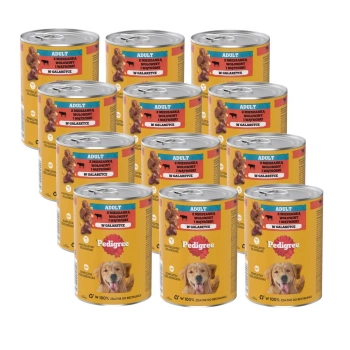 Pedigree Comida Húmeda para Perros Adultos con Jalea de Buey Lata 12x400g