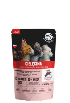 PetRepublic Trozos Finamente Picados en Delicada Salsa de Ternera 12x100g