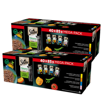 SHEBA Nature's Collection Selección de Sabores 80x85 g - comida húmeda completa para gatos adultos, en salsa