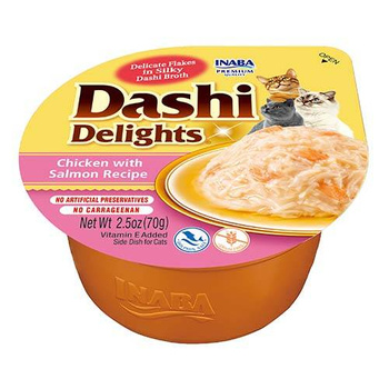 Alimento complementario para gatos Inaba DASHI - pollo y salmón 70 g