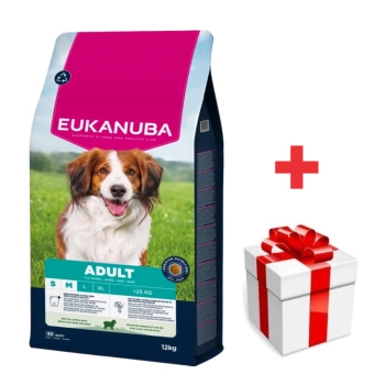 EUKANUBA Adult Small&Medium Breed Rico en cordero y arroz12kg + sorpresa para el perro