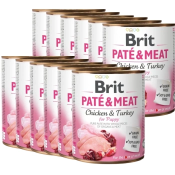 Brit Paté y Carne para Cachorro Pollo con Pavo 12x800g