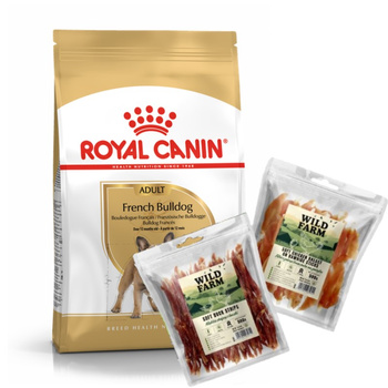 ROYAL CANIN Bulldog Francés Adulto 9kg & WILD FARM Mezcla de Sabores 2x500g