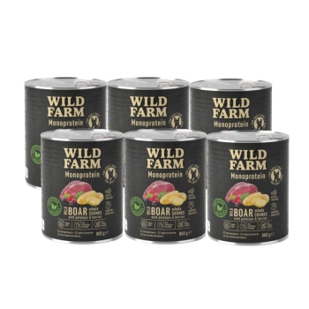WILD FARM Monoproteína de Jabalí 6x800g alimento hipoalergénico para perros
