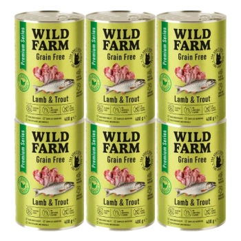 WILD FARM Premium Grain Free Cordero y Trucha 6x400g - pienso sin cereales para gatos