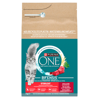 Purina One Cat Sterilcat - Alimento para gatos con carne de res (3 kg)