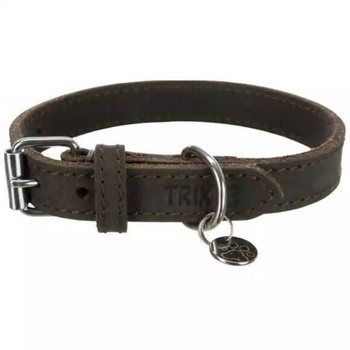TRIXIE Rustic - collar de perro de cuero, marrón oscuro, tamaño L