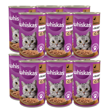 WHISKAS Comida húmeda para gatos 1+ con gelatina de pato 12x400g