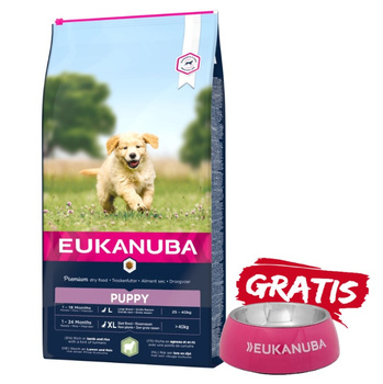 Eukanuba Puppy&Junior Cordero y Arroz Razas Grandes 12kg + ¡Cuenco GRATIS!