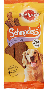 Pedigree Schmackos Multi Mix Snack para perros adultos de todas las razas con ternera, pollo y cordero 36g
