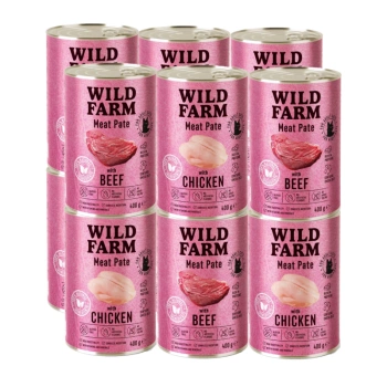 WILD FARM Paté de Pollo/Ternera 12x400g - alimento sin gluten para gatos