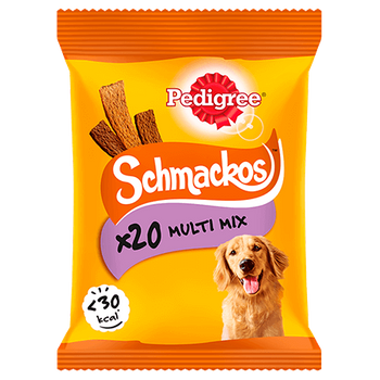 Pedigree Schmackos Snack para perros adultos con ternera, pollo, cordero y pato 172g