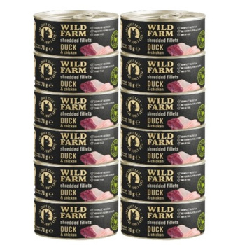 WILD FARM Fillets Duck&Chicken 12x70g - comida húmeda para gatos sin cereales en caldo