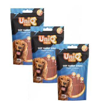 UNIQ PETS golosinas para perros 3x80g tiras de conejo