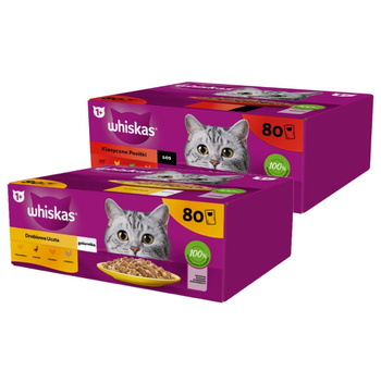 WHISKAS Adultos sobres 160 x 85 g Comidas Clásicas - comida húmeda para gatos adultos, en salsa MEZCLA DE SABORES