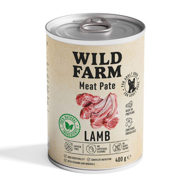 Wild Farm Pate Cordero 400g comida para perros sin gluten