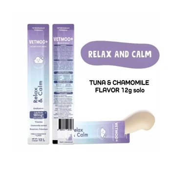 MOOCHIE VETMOO+ Relax & Calm 12 g reduce el estrés y la ansiedad a la vez que refuerza el sistema inmunológico de tu gato.