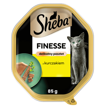 SHEBA Finesse bandeja 85 g - comida húmeda completa para gatos adultos, con pollo, en paté