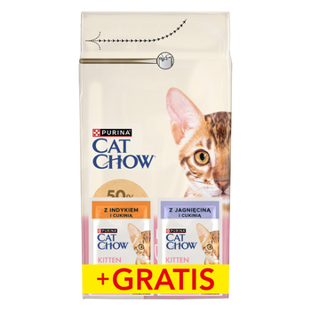PURINA Cat Chow Kitten Comida rica en pollo 1.5kg + 2 sobres GRATIS