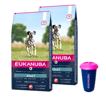 Eukanuba Adult Large Salmón y cebada 2x2,5 kg + Contenedor de comida de 4,5 kg GRATIS