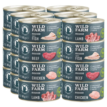 Mousse WILD FARM Mix de sabores 24x85g - mousse sin cereales para gatos