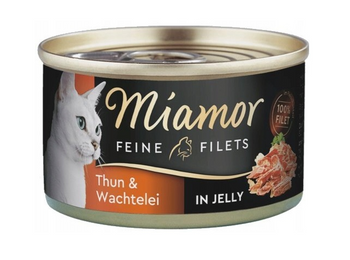 Miamor Feine Filetes en gelatina - comida húmeda para gatos con atún y huevo lata 100g