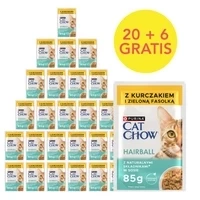 CAT CHOW Hairball Alimento para gatos con pollo y judías verdes en salsa 85g - 20 SOBRES + 6 GRATIS!!!