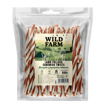 WILD FARM Bocadillo con cordero y bacalao 500g golosinas para perros